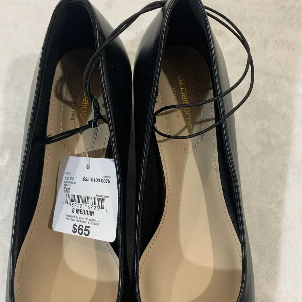 NWT Liz Claiborne Black Memory Foam Pumps Block Heels Dress Shoes Women's Size 8